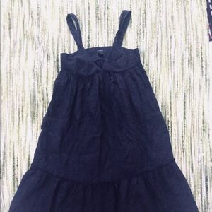CKJ Navy empire tier dress cotton linen maternity